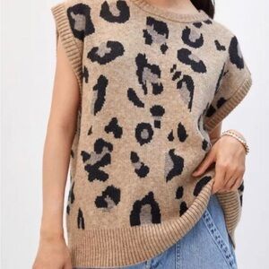 Anna & Ava Tan and Black Leopard Print Vest